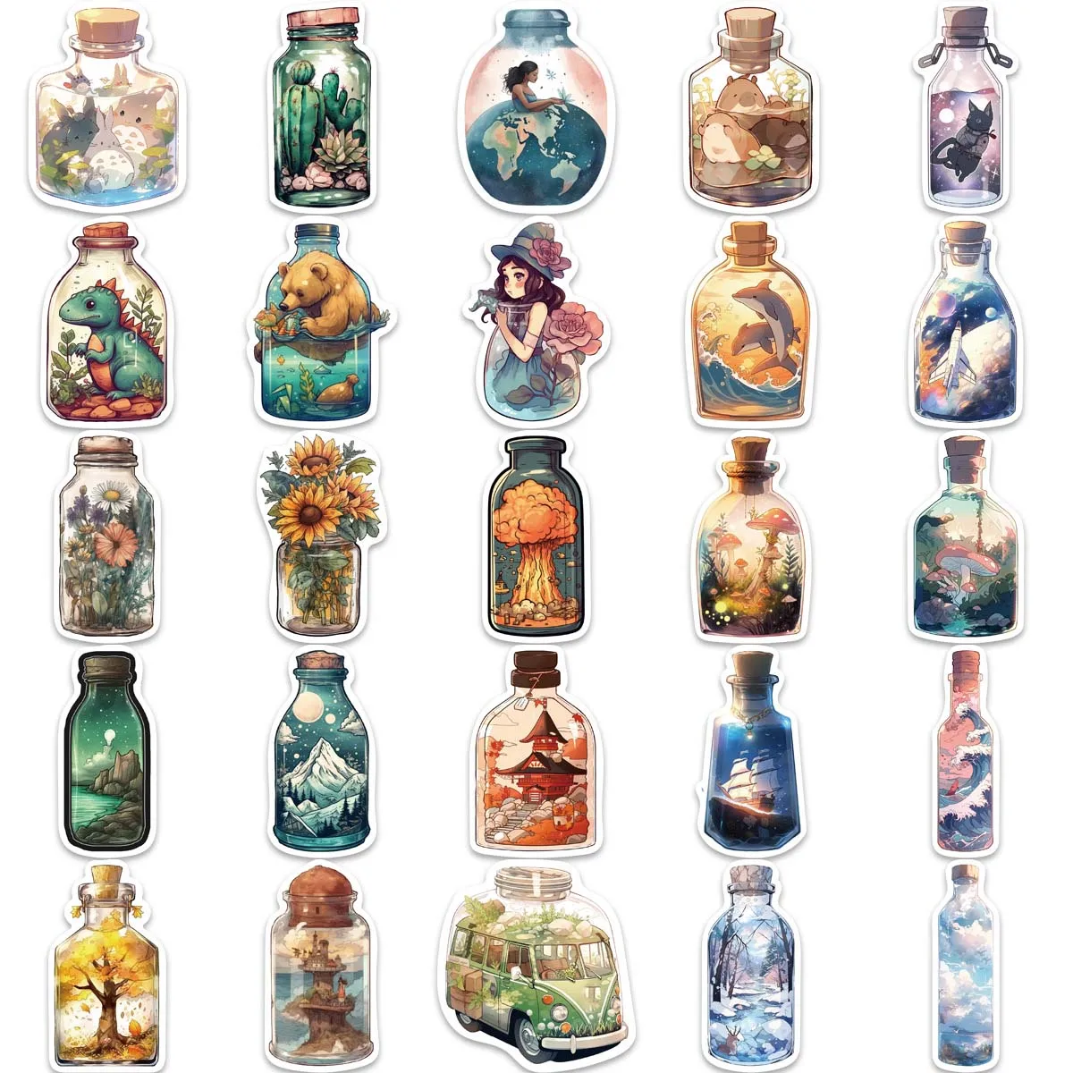 10/50pcs Vintage Cute Animal Bottle Stickers Pack Graffiti Decals Scrapbooking Luggage Laptop Skateboard Notebook Car for Kids