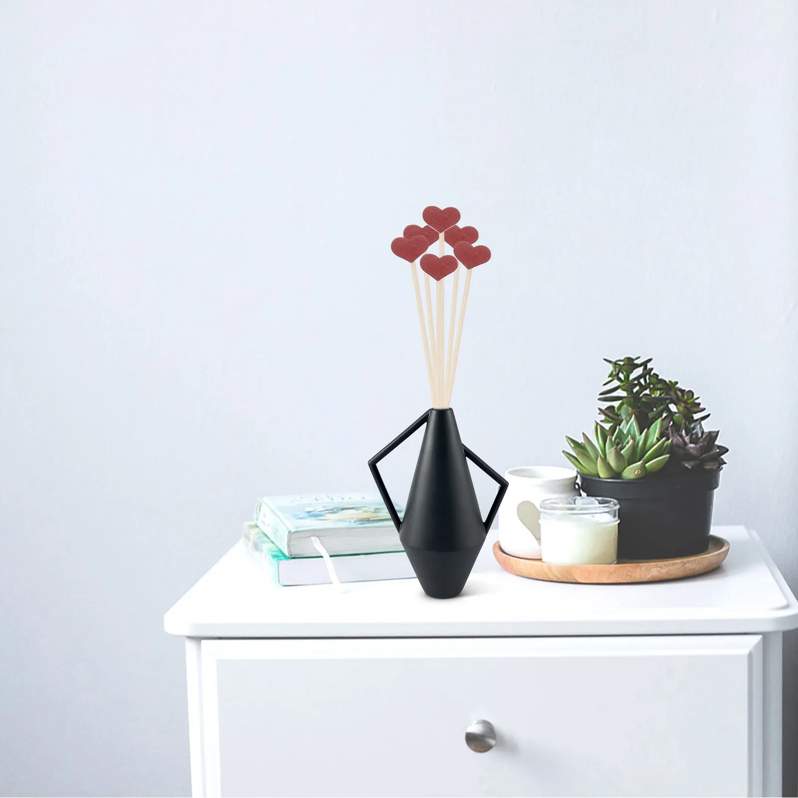 12Pcs Heart Shaped Rattan Diffuser Sticks for Aroma Diffuser Bottles Natural Aromatherapy Fragrance Volatility Accessories
