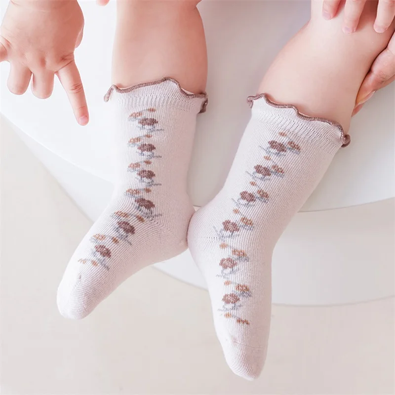 Baby Girl Pleated Socks Soft Pleated Socks Printed Princess Skirt Socks Boneless Loose Mouth Princess Style Socks Young Children