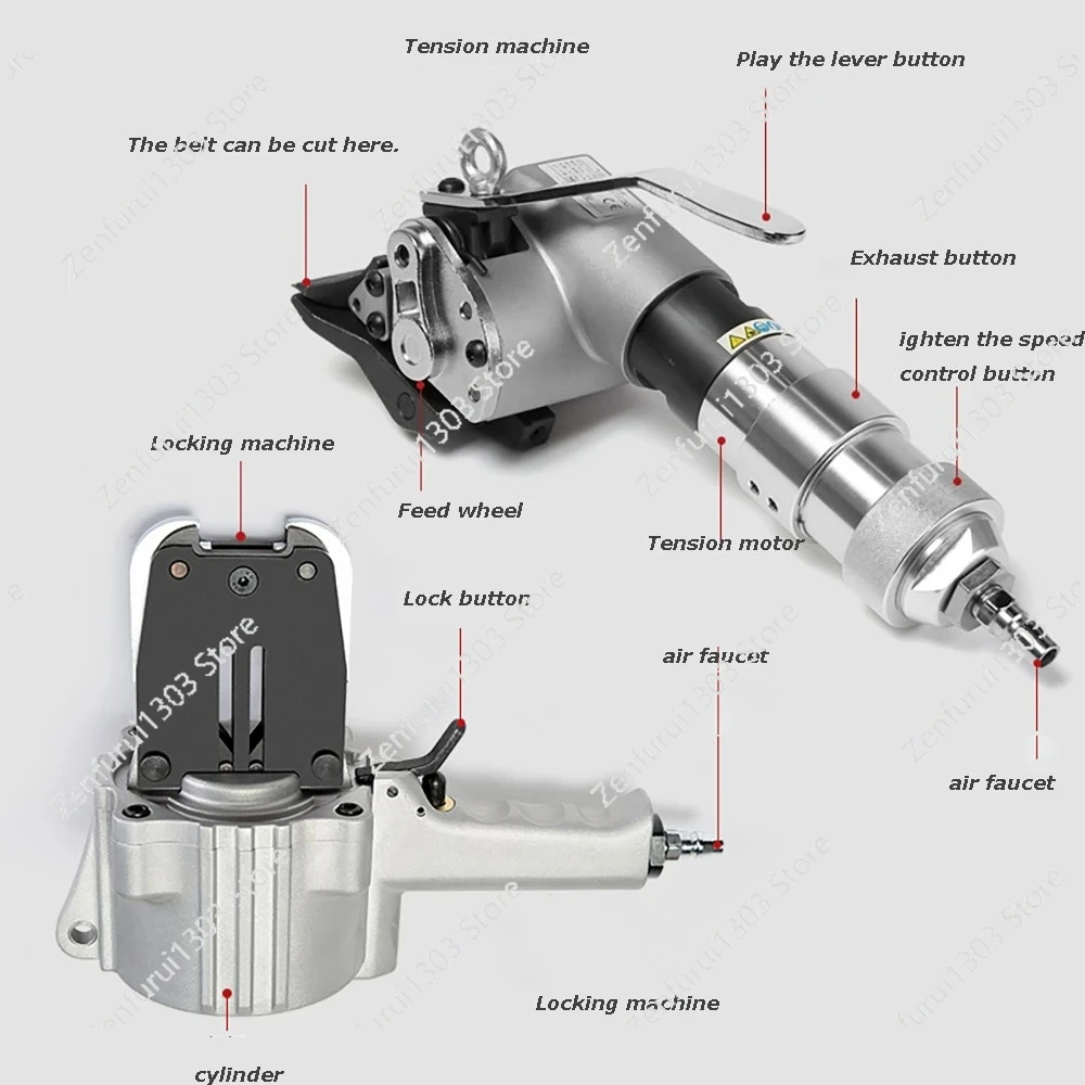Automatic Tightening Handheld Pneumatic Iron Strapping Machine Split Type Pneumatic Steel Strapping Machine