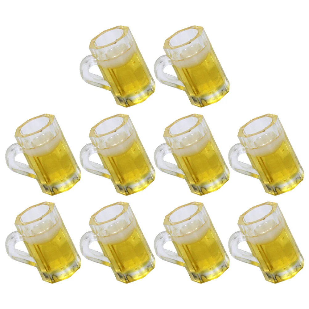 

10 Pcs House Accessories for Home Beer Mug Model Mugs Figurines Lifelike Mini Cup Ornaments Yellow Baby