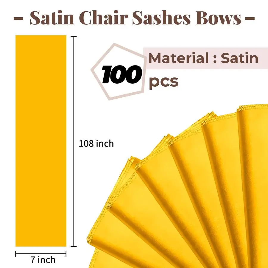 كرسي الزنانير الأقواس 100 قطعة كرسي الشريط الزنانير لحفل الزفاف وحفلات الاستقبال والولائم فندق كراسي الحدث الديكور الذهب 7x10 #3