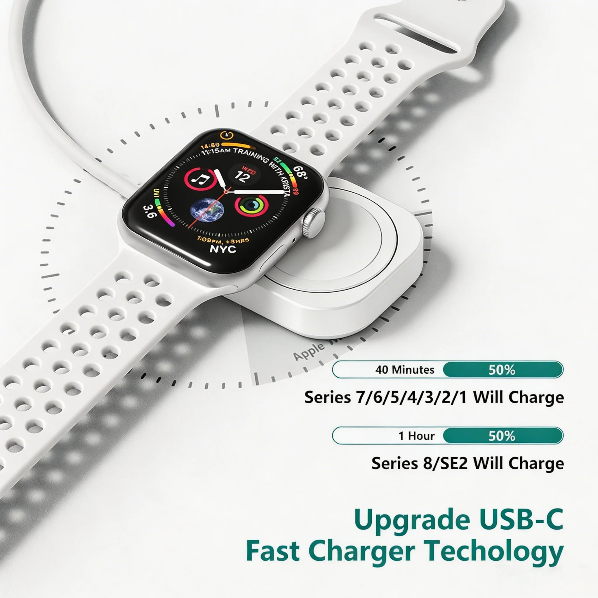 TIMESS Magnetic Fast Watch Charger USB TYPE-C  For IPhone Watch Series Ultra 11 10 9 8 7 6 Cable Charging For IWatch 4 3 2 1 SE