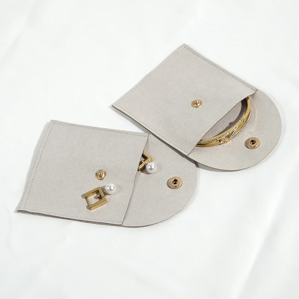 10Pcs  Microfiber Jewelry Bags with Gold Button for Wedding & Party Use for Packaging Rings Pendants& Delicate Small Accessories