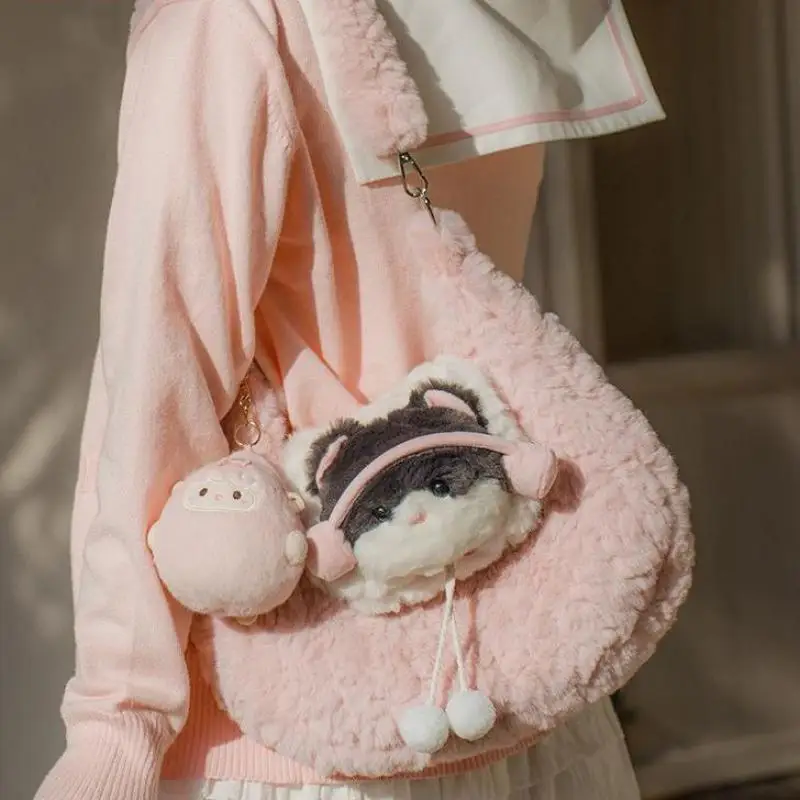 

Легкая роскошная и модная плюшевая женская сумка Осень/Зима Новый предмет Космическая хлопковая сумка на одно плечо с диагональным крестом Тенденция