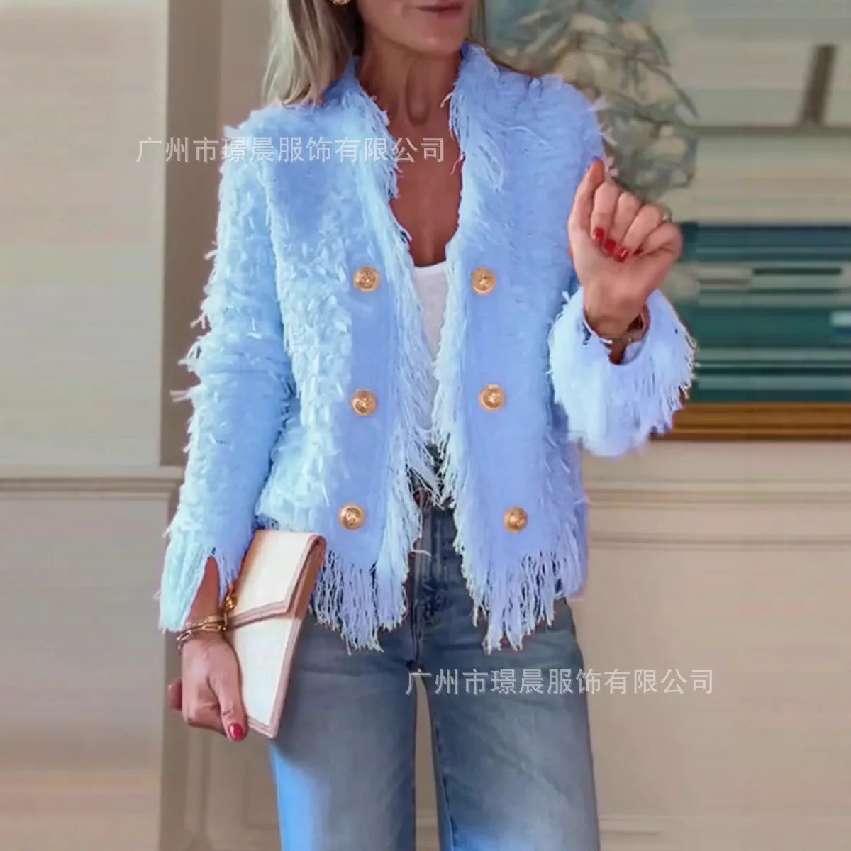 Mode Elegante Einfarbig Quaste Mantel Frauen Temperament Trendy Langarm einreiher Jacke Mäntel Weibliche Herbst Winter