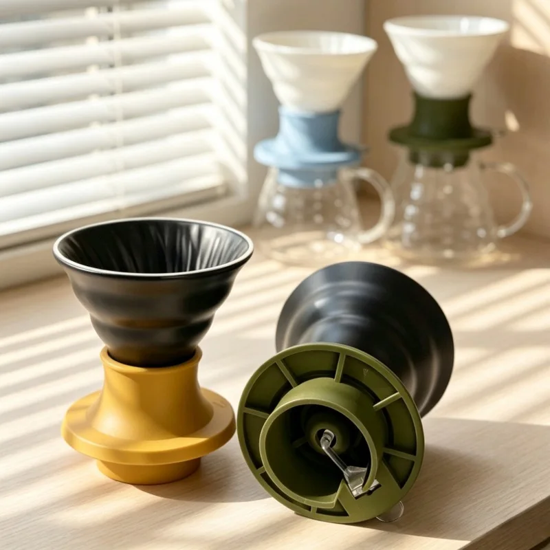 Ceramic Smart Cup Hand-brewed Coffee Household V60 Filter Cup Immersion Extraction Brewing Integrated V-Type Coffee Filter