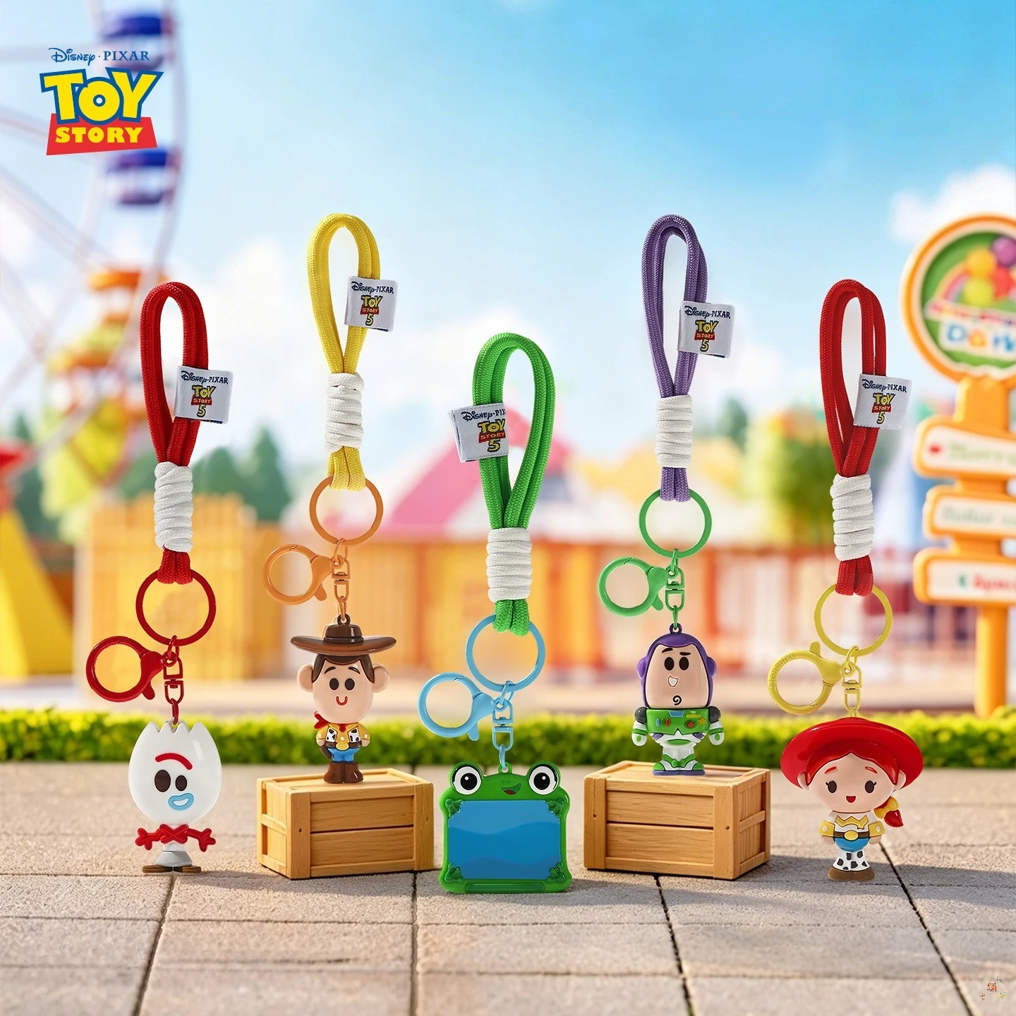 New! Disney Toy Story5 Figure Keyring Woody Buzz Jessie Lilypad Forky Car Keychain Cute Doll Pendant Birthday Christmas Gift