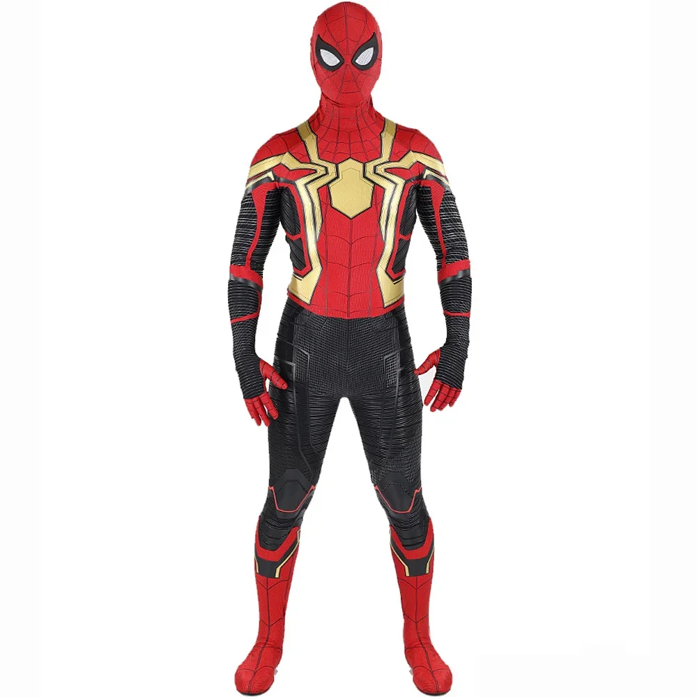 No Way Home Integrated Iron SM Cosplay Superhero Spandex Zentai Suits Spidey Bodysuit BUG Man Outfits Halloween Costume Adult - view 3