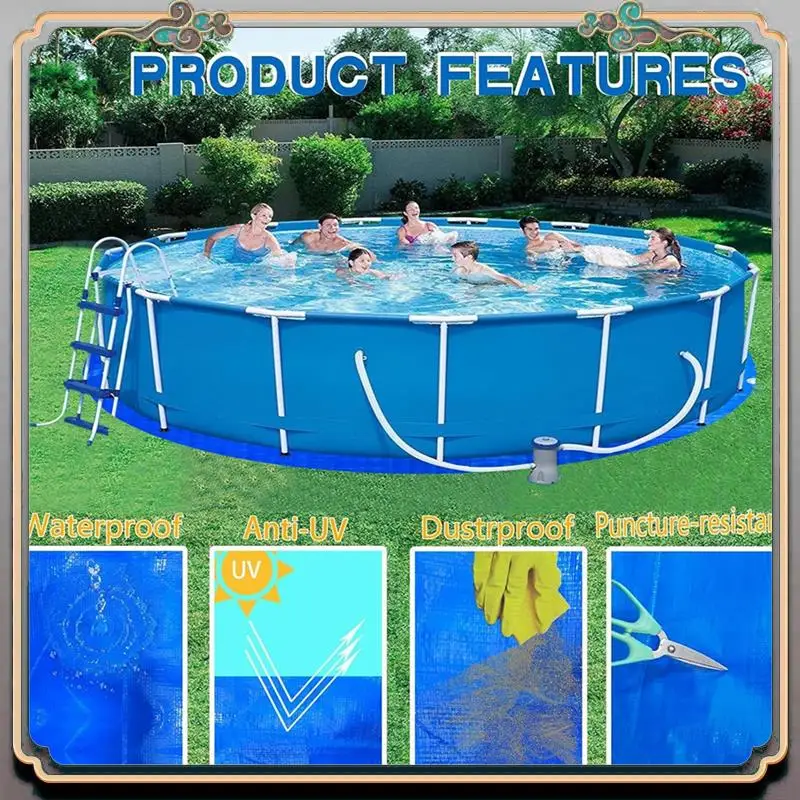 

Durable 14.76 FT Round Waterproof Pool Cover Pool Liner Heavy Duty Pool Mat Pool Insulation Tarp