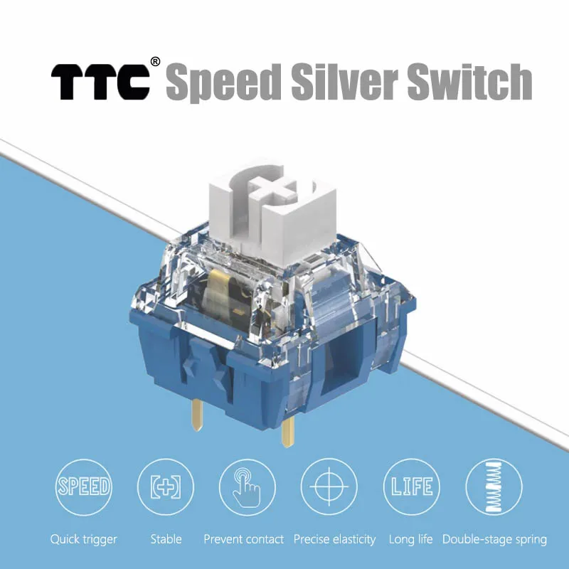 TTC Speed Silver Linear Speed Switch 40gf 5 Pin RGB HIFI Quick Trigger Mechanical Keyboard Switches for AULA F75 AJAZZ AK820