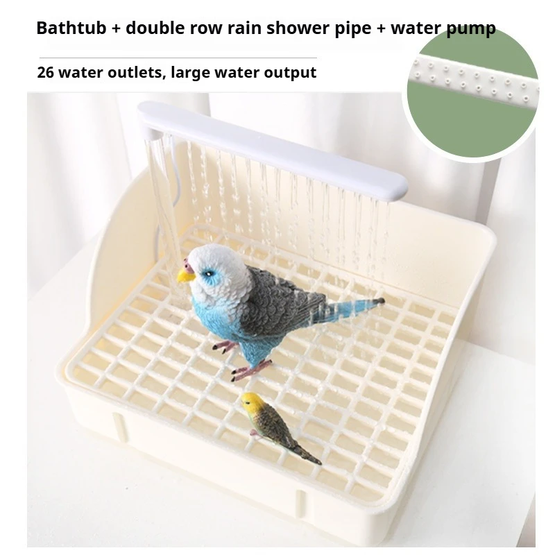 

Automatic Bird Shower Bath Box Rainfall Sprinkler USB Water Pump Parakeet Cockatiel Lovebird Mynah Pet Bird Bathing Cleaning Kit