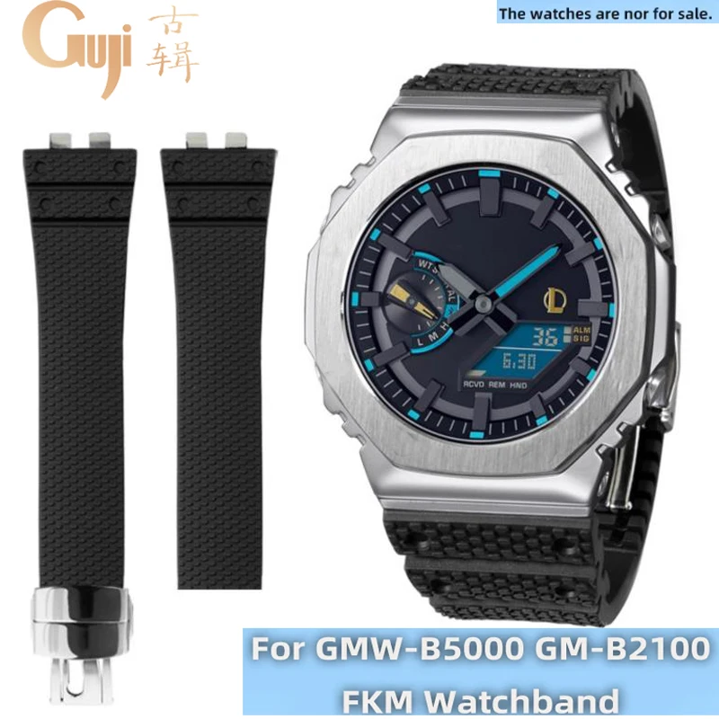 

Высококачественный ремешок из фторкаучука для часов Casio, модифицированный для моделей GMW-B5000, GM-B2100, с раскладывающейся застежкой.