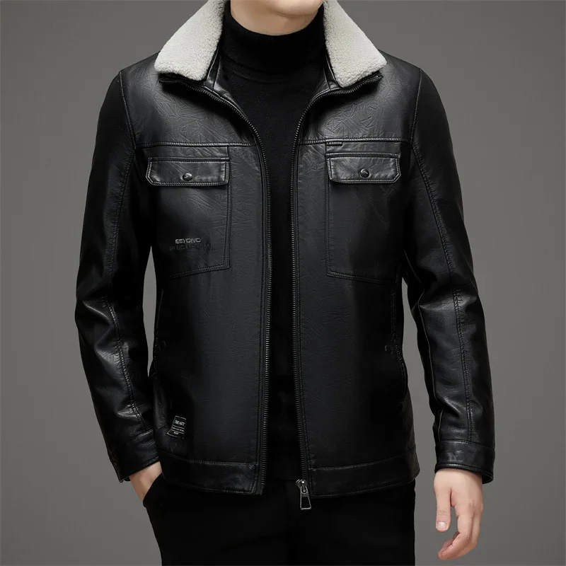 Winter CG-2308 Thick Section Down Jacket Men's Leather Liner Fur Collar And Detachable Fashion High-end Youth Models