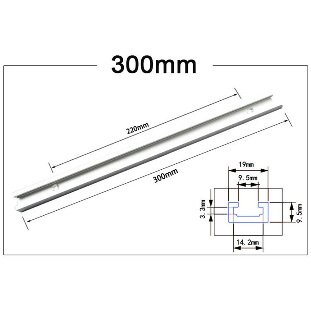 1pc T-Track T-Slot Miter Jig Tools Screw Fixture Aluminum-Alloy 19x9.5mm Table Saw Router 300-600mm Chute Rail Woodworking Tools