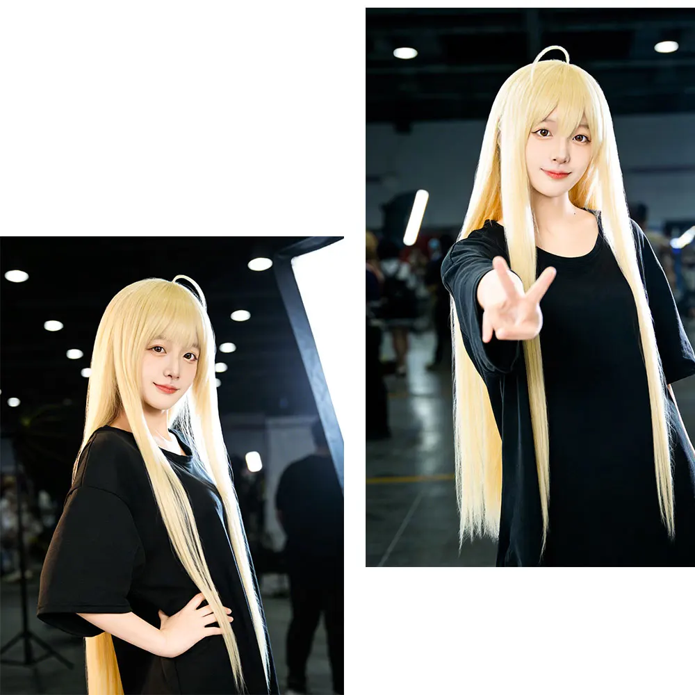 Anime Cosmic Princess Kaguya Cosplay Wig 100Cm Light Gold Long Hair Heat Resistant Wig+Wig Cap