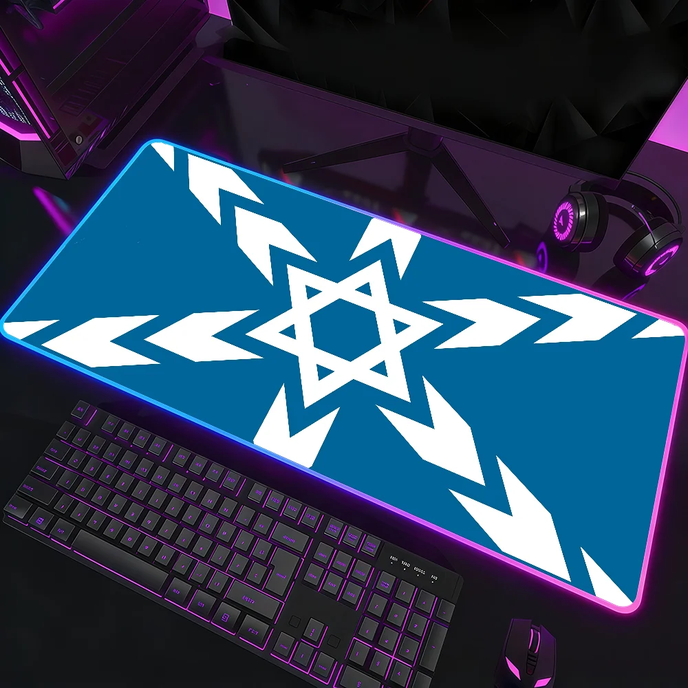 

Коврик для мыши Nation Israel, водонепроницаемый, с RGB LED подсветкой, разноцветный, для игровой клавиатуры, нескользящий, для стола