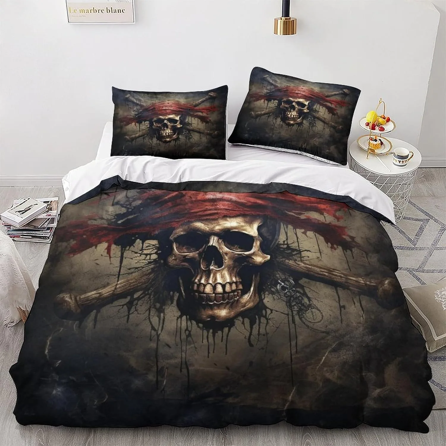 Pirate Ship Quilt Cover Super Pirates of the Caribbean Bedding Set,Children's Soft Bed Cover,Single Double Full King Bed King Be