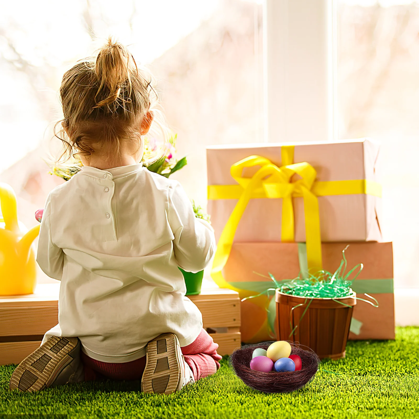 

10 pcs Bird Decor Artificial Woven For Birds Garden Ornament Perching Nest Simulation Bird Nest Easter