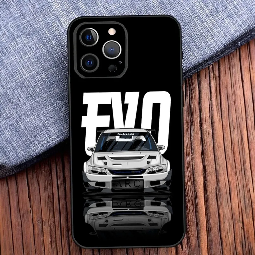 J-JDM Car E-Evo Phone Case For iPhone 16,15,14,13,12,11,Pro,X,XS,Max,XR,Plus,Mini Soft Black Cover