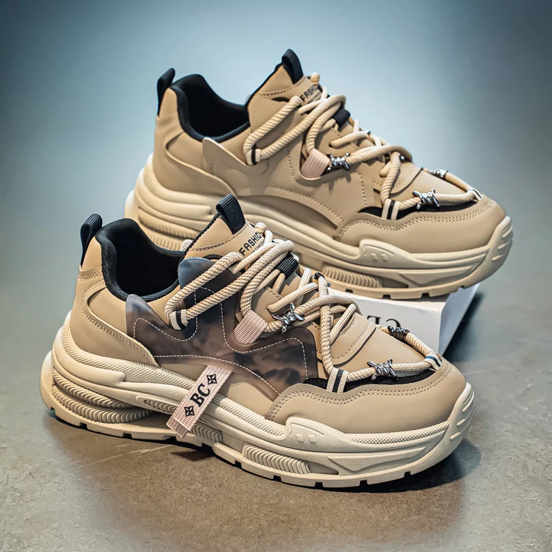 Chunky sneakers Men's casual sports shoes Four seasons new lightweight breathable soft-sole non-slip outdoor speed running shoes