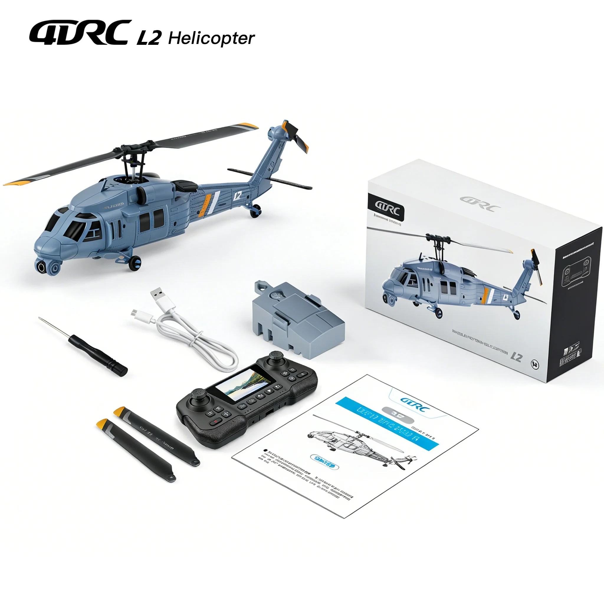 

4DRC L2 RC Helicopter 2.4G 6-Aixs Gyroscope 4CH Altitude Hold 8K Aerial Helicopter Toys With Screen Remote for Children Gifts