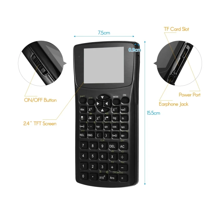 2.4 Inch Display Screen Anti-peeping Scientific Calculator, Support Sound Recording / Radio / Music & Video Playing