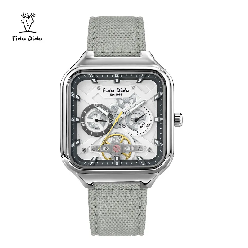 Fido Dido Unisex Quartz Watch for Students 50M Waterproof Luminous Calendar Casual Sport Nylon Strap Wristwatch
