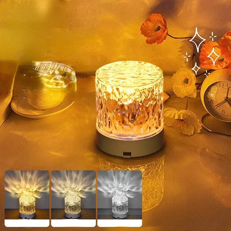 Colorful Little Night Light Gift Water Wave Pattern Atmosphere Light Energy Saving Bedhead Crystal Lamp Led Decoration Lights