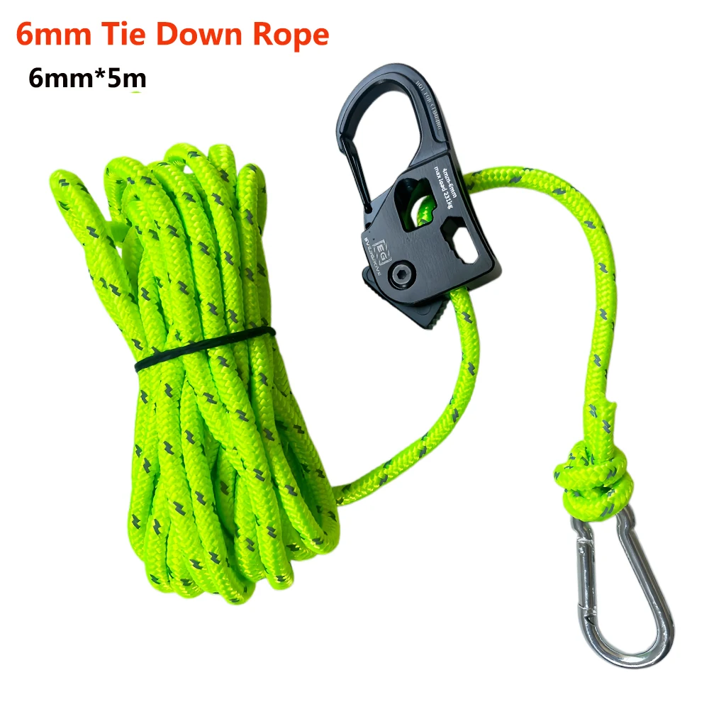 5m 6mmCamping Tent Cord Adjuster Wind Rope Tie Down Reflective Tightener Fastening Pulley Ratchet Awning Rope Buckle
