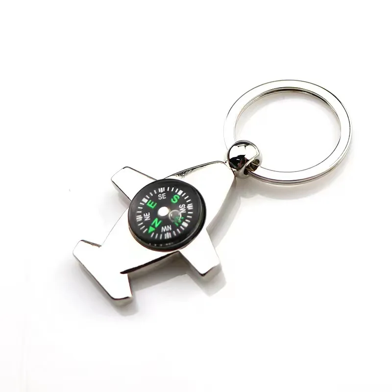Hot Metal Plane Shaped Keyrings Men Compass Key Chain Women Charm Key Holder Custom LOGO For Event Gifts Jewelry Wholesale
