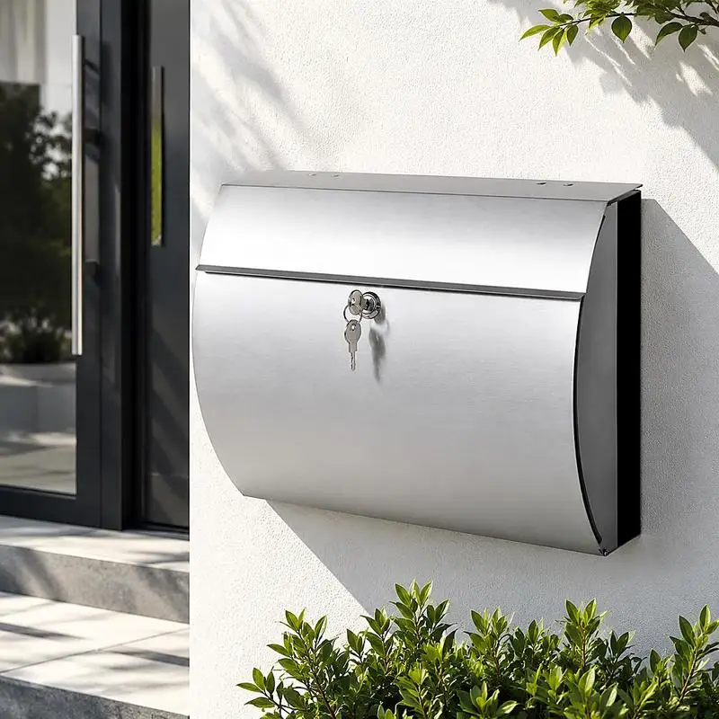 Boîte aux lettres murale moderne avec serrure, boîte aux lettres extérieure en métal, boîte à courrier avec porte-journaux, boîte aux lettres design pour maison, jardin, portail, façade, entrée, résistante aux intempéries, kit de fixation
