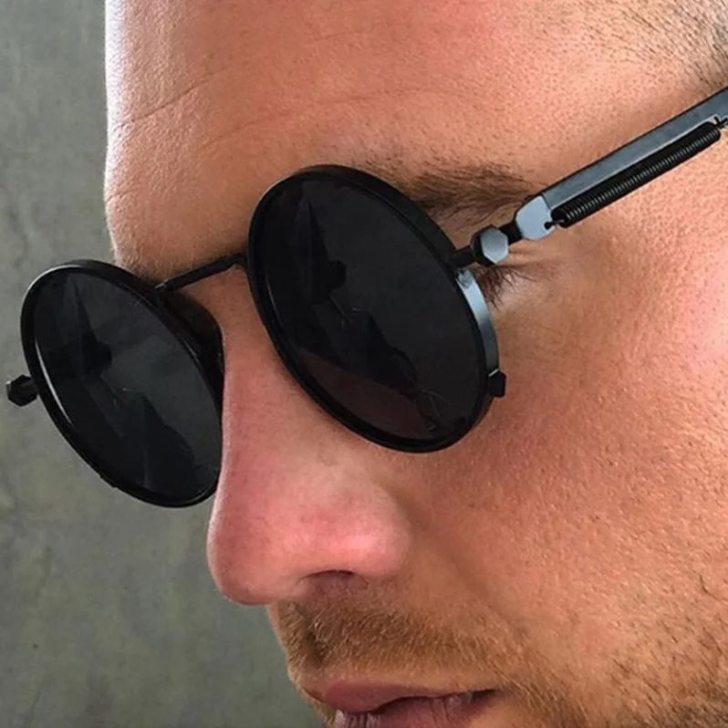 Klassische Sonnenbrille mit rundem Rahmen für Herren, großes Gesicht, spezielles Fahren, hochwertig, cool, stilvoll, UV400, starker Lichtschutz – Detail 6