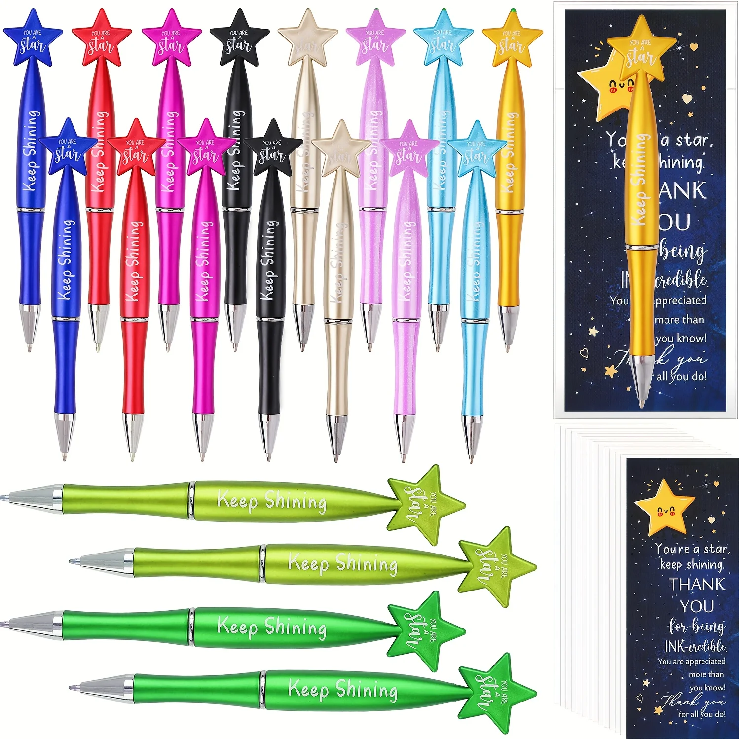 Employee Appreciation Gifts Ballpoint Pens and Motivational Cards Thank You Gifts Back to School Supplies for Teachers Students.