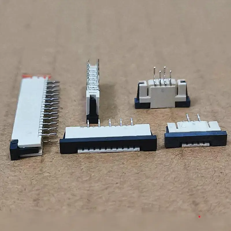 10PCS FFC Cable Connector 1.0mm FPC Socket Dual-Row straight staggered Pin Through-Hole Mount with Lock 4P 6P 8P 10P 12P