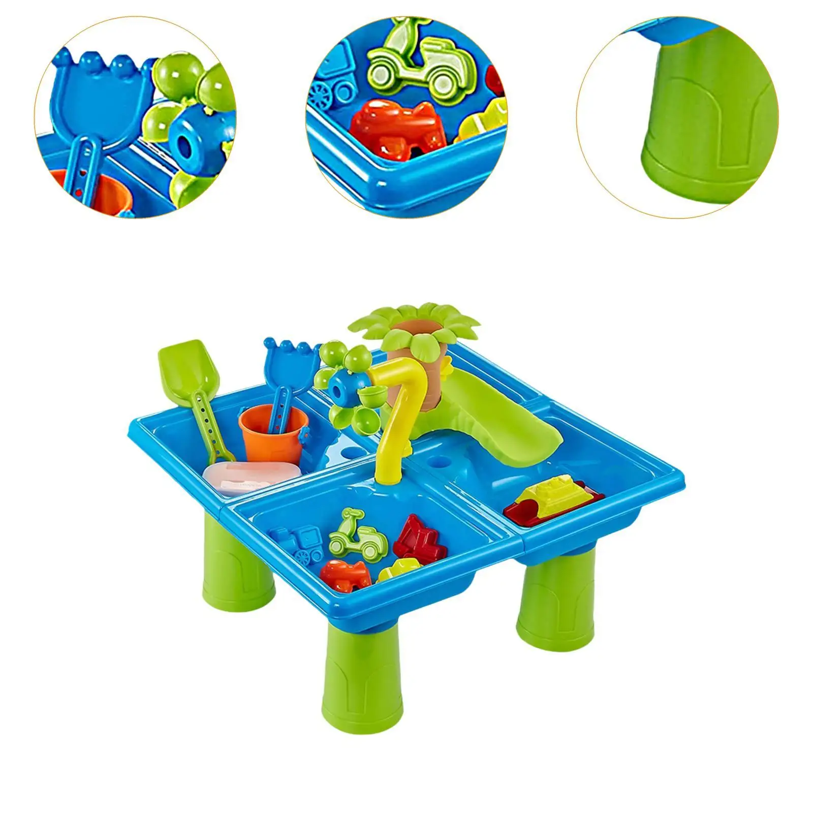 Table de jeu sensorielle d'activité de Table d'eau de sable pour enfants, jouets de plage, Table de bac à sable, Table d'eau, pour les tout-petits d'extérieur de 3 à 5 ans