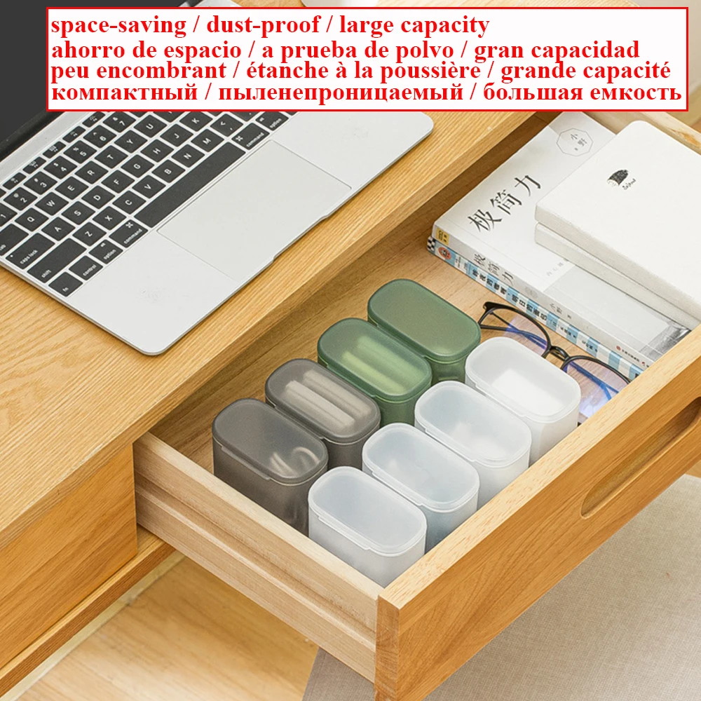 Ins Portable Wire Cable Storage Box Travel Headphone Jewelry Coin Organizer Bin Drawer Makeup Lipstick Holder Dust-proof Storage