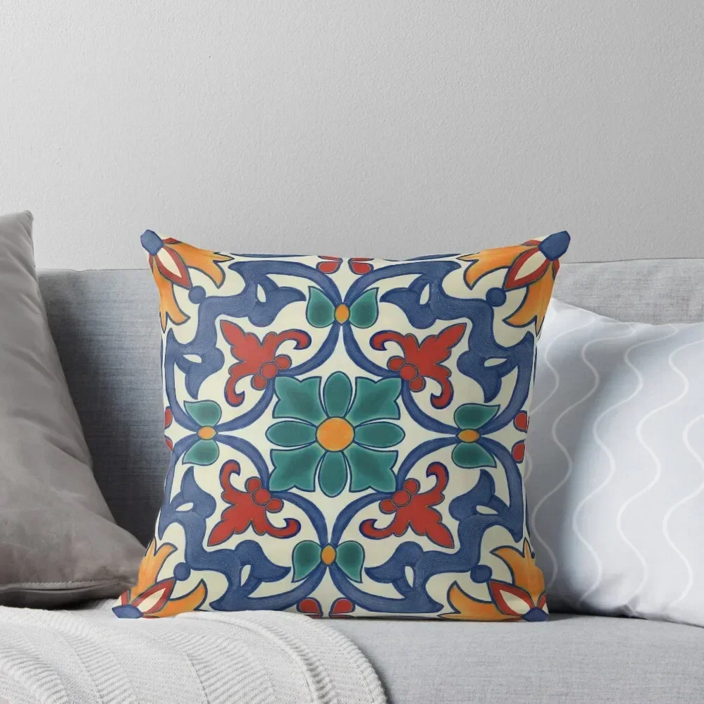 Colorful Vintage Portuguese Azulejos Pattern Throw Pillow Decorative Sofa Cushions pillow