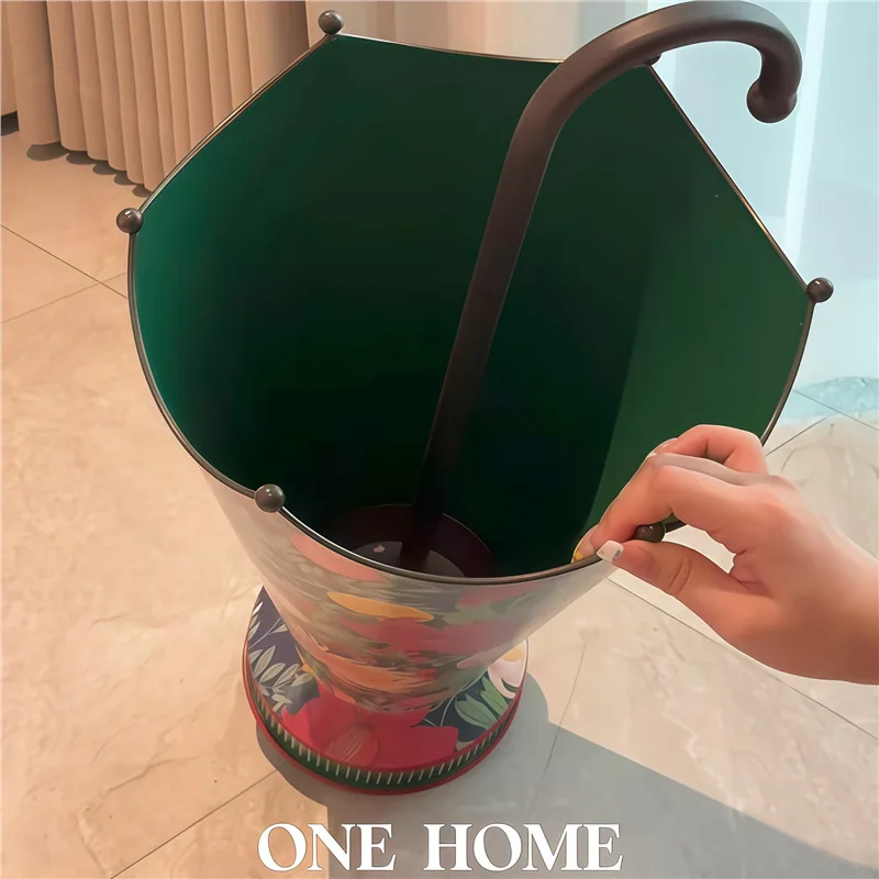 DSA large-capacity umbrella storage rack, entrance umbrella rack, door drain rack, retro printed umbrella bucket