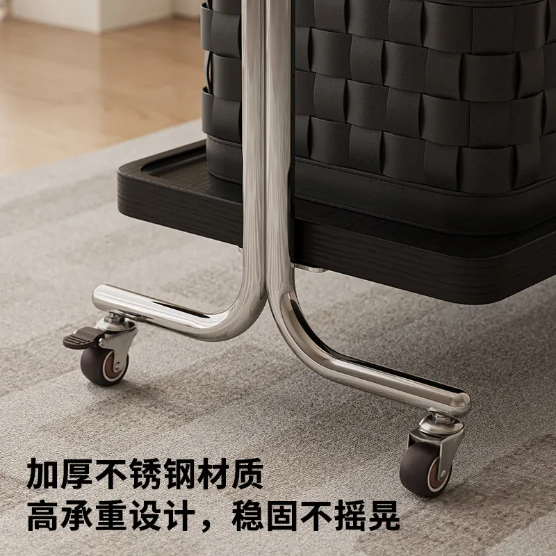 Bauhaus stainless steel coat rack light luxury bedroom floor-to-ceiling double-layer mobile antique hanger secondary clean cloth