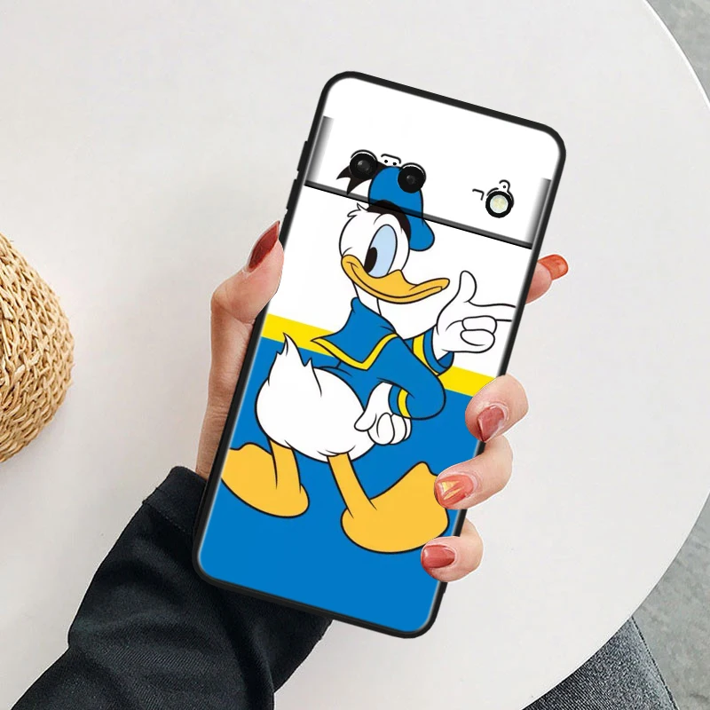 Disney Donald Duck For Google Pixel 9 8A 8 7A 7 6A 6 5A 5XL 5 4A 4XL 4 Pro Black Soft Silicone Phone Case Cover