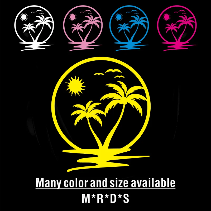 BEACH SUNSET Car Sticker Palm Trees Car Caravan Stickers Accessories Camper Motorhome Paradise Decals Vinyl Decoration Door Bump