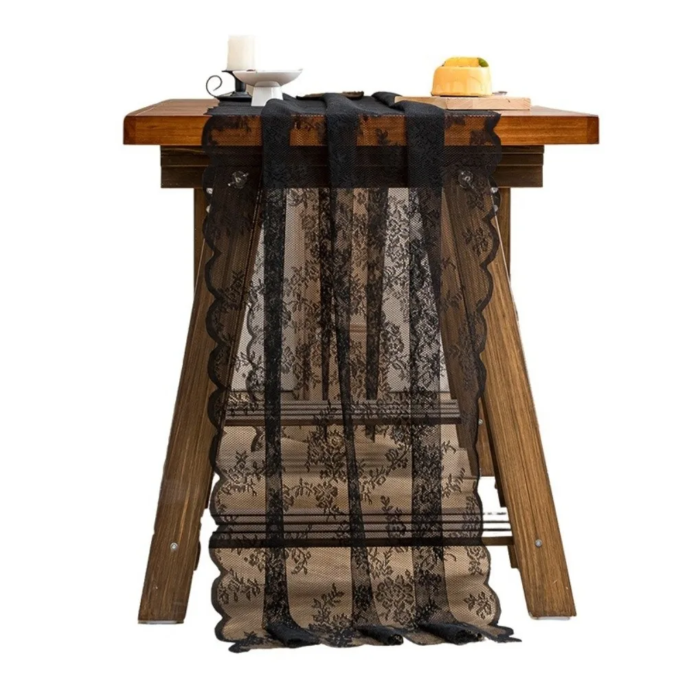 Durable Lace Fabric Lace Table Runner Floral Pattern Boho Table Cover Lace Tablecloth Coffee Table Tv Stand