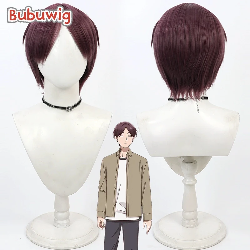 

Bubuwig Synthetic Hair Hagi Cosplay Wigs How I Attended an All-Guy's Mixer Hagi 30cm Short Wine Red Men Cos Wig Heat Resistant