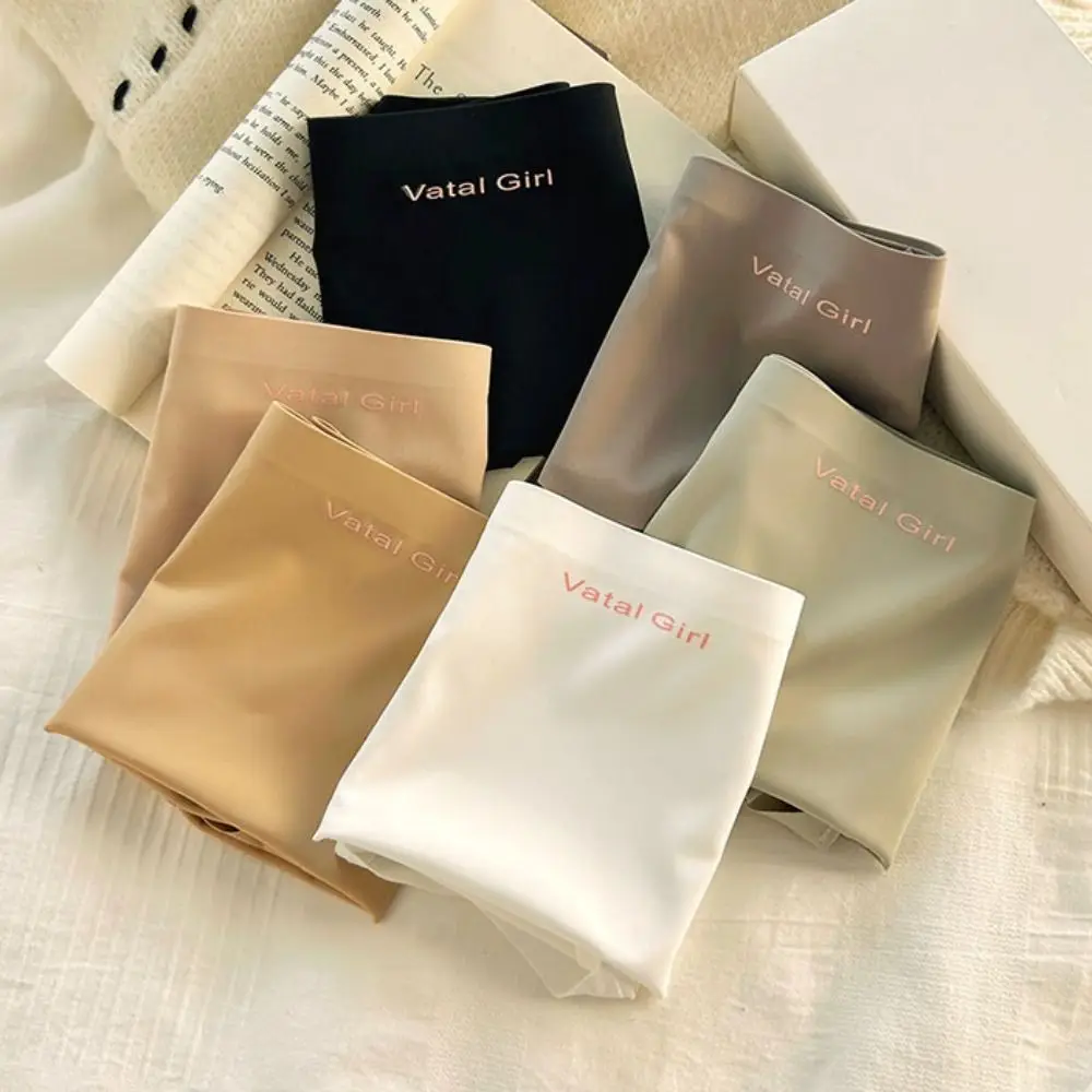 Bragas de seda de hielo con letras dulces, bragas finas sin costuras con entrepierna de algodón, lencería, ropa interior para regalos de mujer