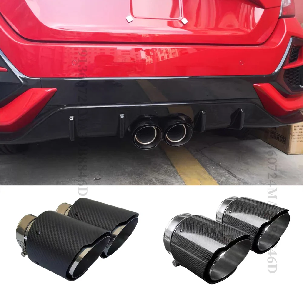 Carbon Fiber Exhaust End Pipe Tip For Honda CIVIC FK7 FK4 Hatchback 2016-2020 10th Gen Tail Mouth Body Kit Tuning Accessories