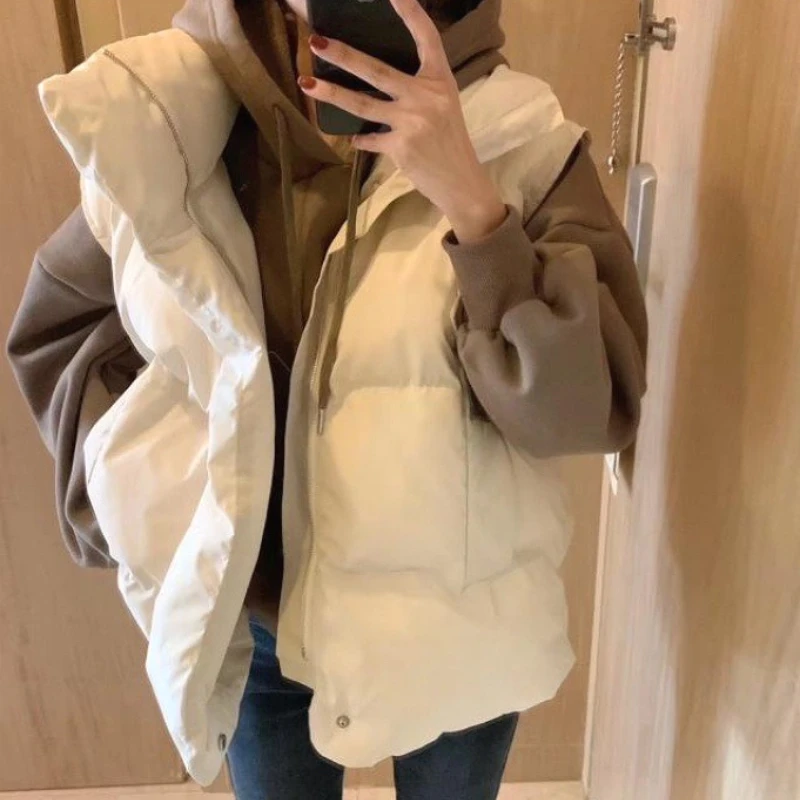 

Women Y2k Parkas Vest Casual Coat Turn Down Collar Sleeveless Zipper Drawstring Hem Loose Office Jackets 2025 Autumn Winter