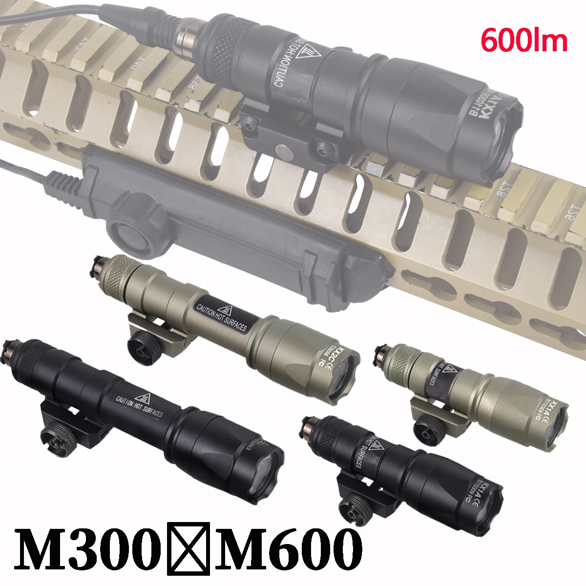 

Tactical Surefire Flashlight M300 M300C M600 M600C Scout Light With Pressure Switch Dual Function Hunting Weapon Light 600 Lumen