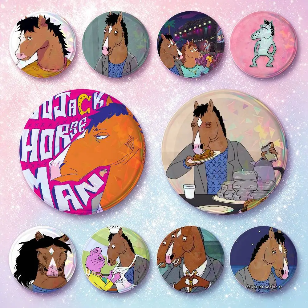 B-BoJack H-Horseman Badges 25 32 44 58 75 Mm Round Cosplay Pin Bag Decor Fans Collect Friends Gifts Brooch Souvenir