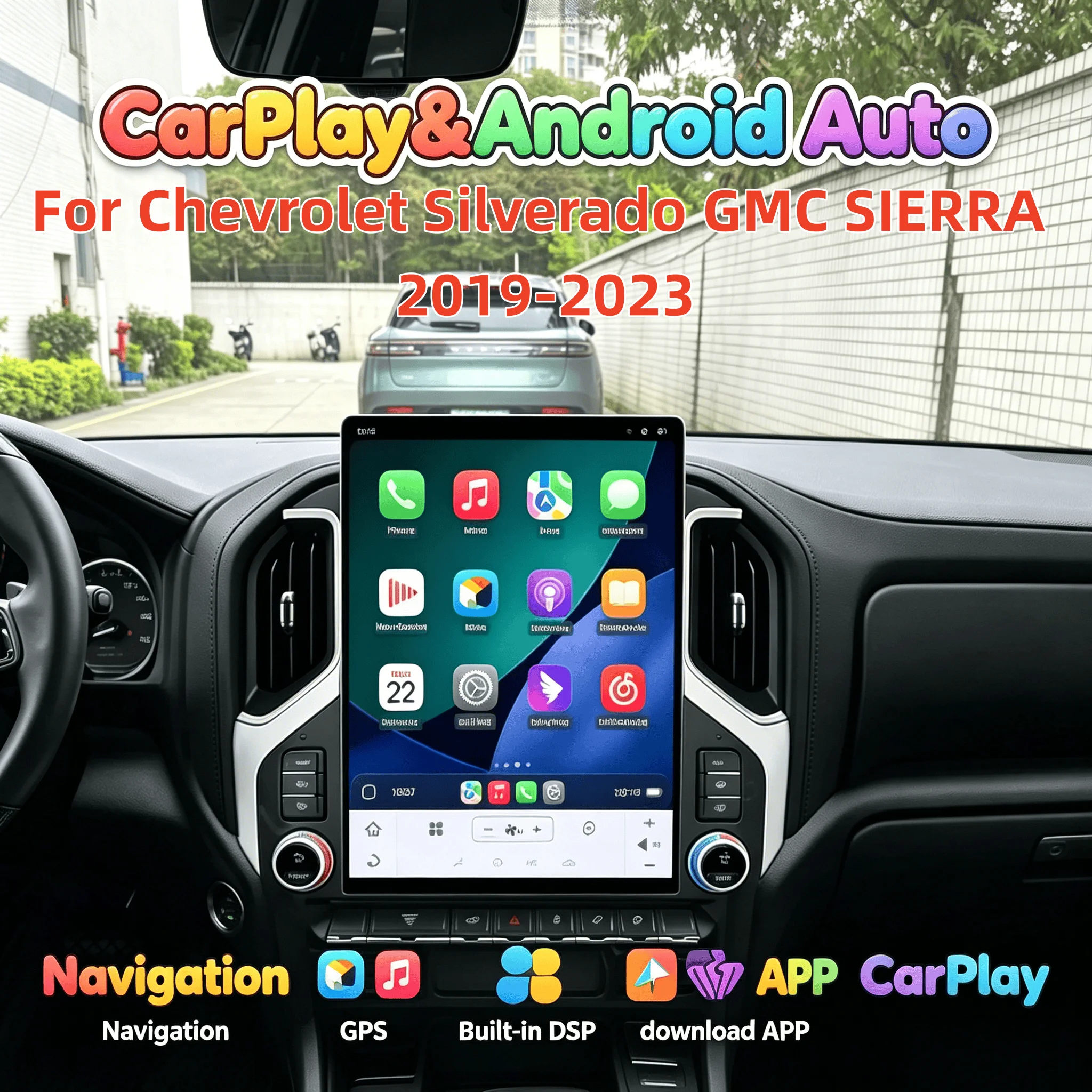 15,6 pulgadas para Chevrolet Silverado GMC SIERRA 2019-2023 Android Radio CarPlay unidad principal Multimedia unidad principal de navegación DSP